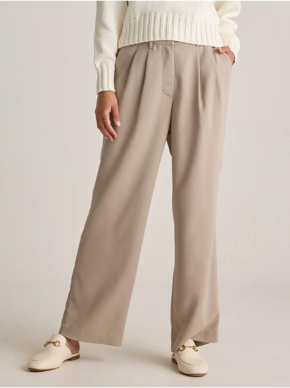 NWT Quince Stretch Crepe Wide Leg Pant - Morel Grey